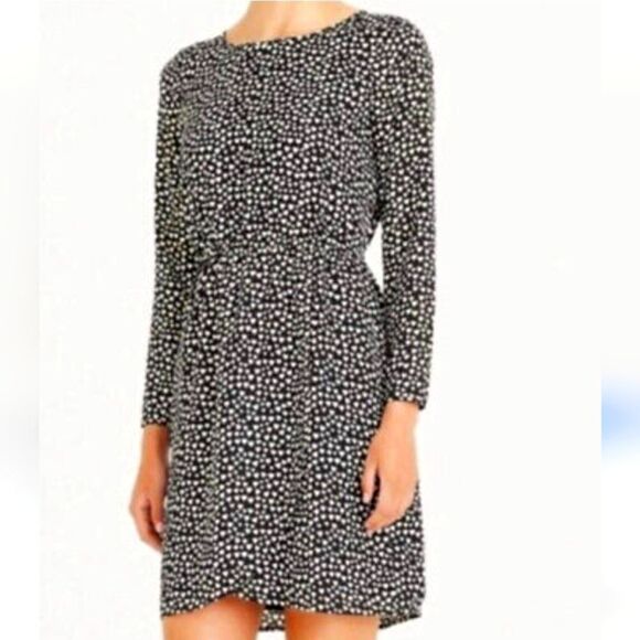 EC J.CREW MERCANTILE BLACK SND WHITE HEART DRESS SZ.12 - Picture 1 of 8